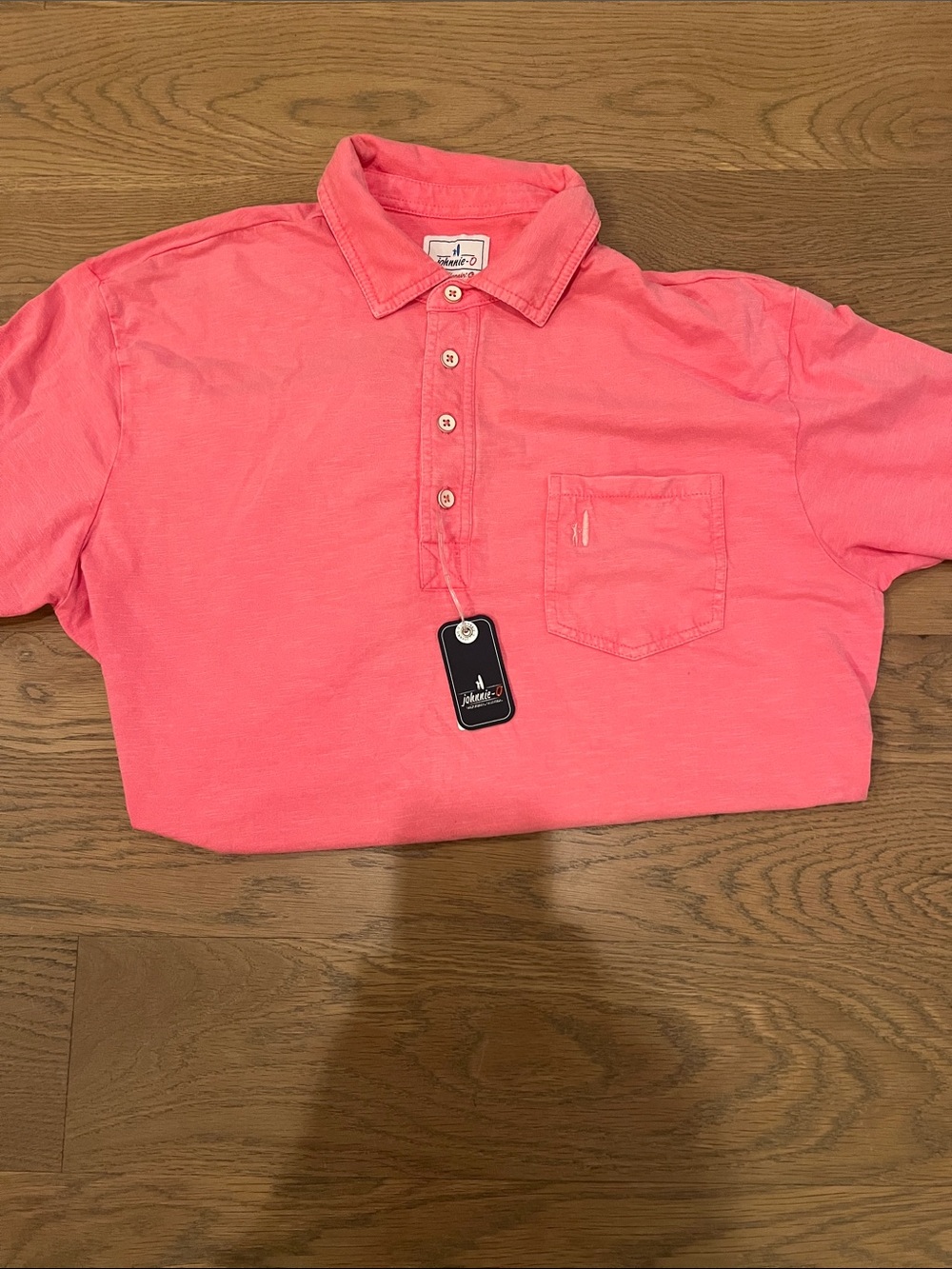 johnnie-O Coral Pink Short-Sleeve Polo with Chest Pocket